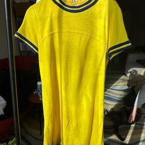 Ladies Vintage 50’s 60’s Mod A Dress Yellow Union Label Small Striped Crewneck